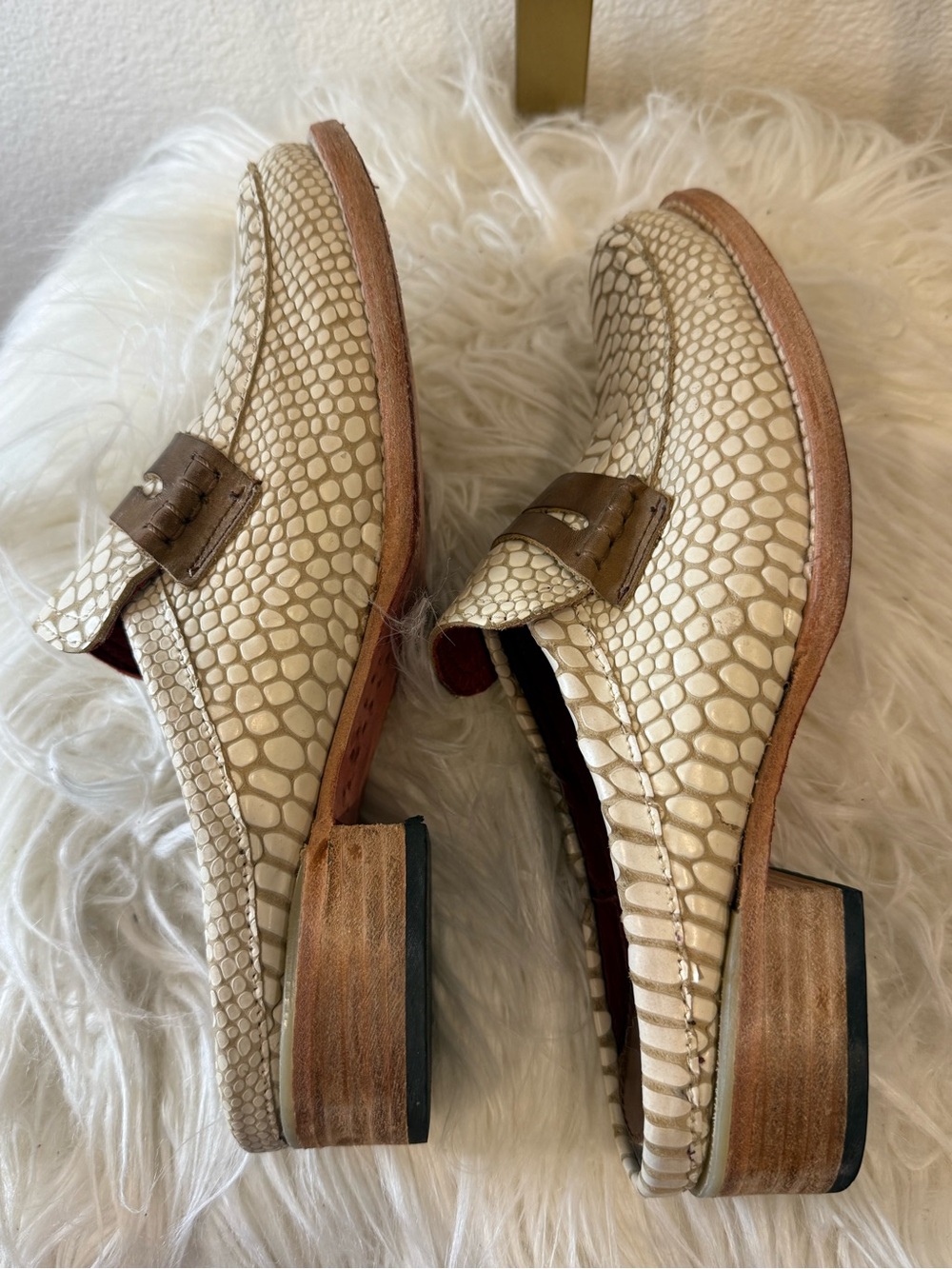 Freebird by Steven Python Snakeskin Leather Backless Loafer Mules Size 10 - Picture 6 of 8